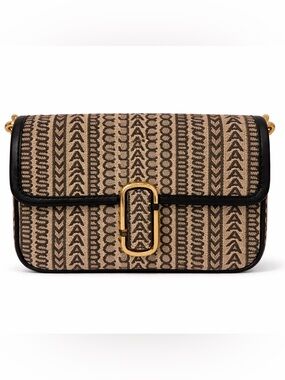 Marc Jacobs Beige & Black Monogram Wristlet with Gold Hardware